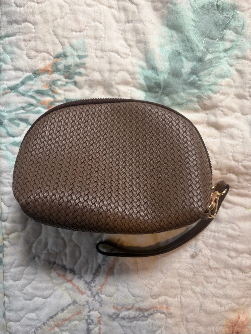 Brown domed faux leather Wristlet Brown Women's Pouch